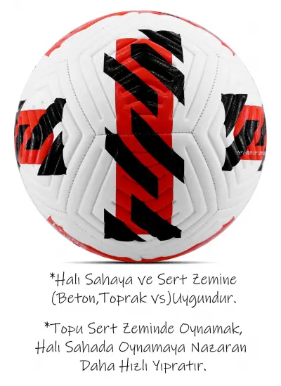 Futbol Topu 3'lü Set Pompa Ve Tekmelik Set Sert Zemin Halı Saha Futbol Topu Kırmızı Hibrit No:5