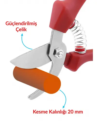 Aslankara Akman Budama Bağ Üzüm Makası Eğri Kırmızı 21 Cm