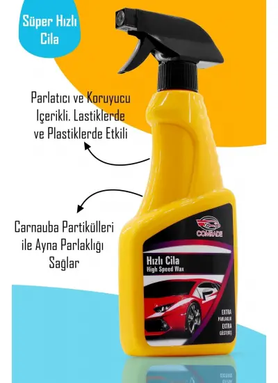 Profesyonel Hızlı Cila Carnauba Katkılı Araç Oto Araba Parlatma Cilası Boya Koruyucu Sprey 500 Ml