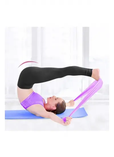 Pilates Bandı Yoga Egzersiz Esneme Spor Bandı Mor