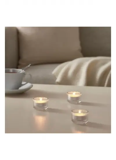 Minimalist Tealight Mumluk, Saydam Cam, 3.5 Cm