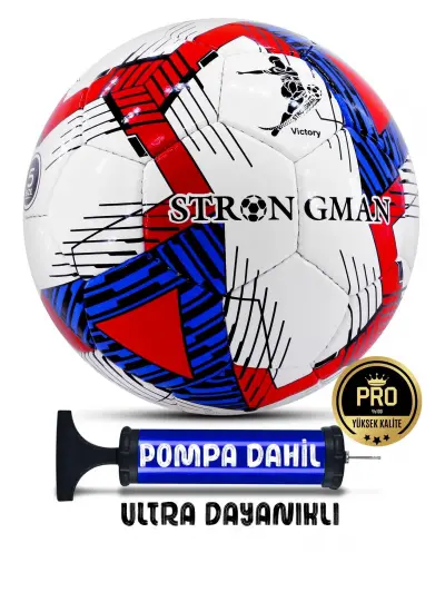 Futbol Topu Pompalı Set Profesyonel El Dikişli Dayanıklı Sert Zemin Halı Saha Topu 701 No:5