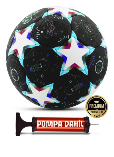 Futbol Topu Stars Pompalı Set Dayanıklı Sert Zemin Halı Saha Futbol Topu No:5 046