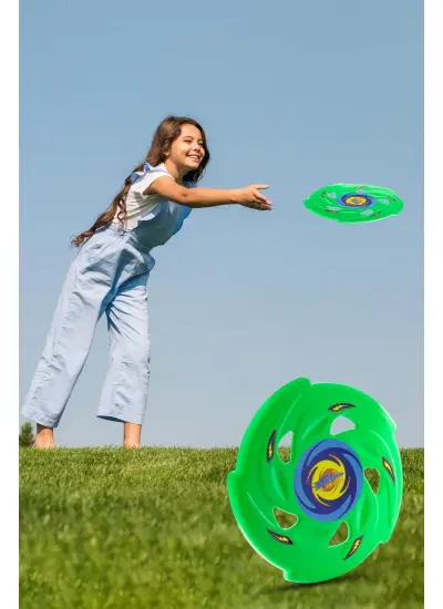 Frisbee Frizbi Fırlatma Diski Disk Atma Oyunu Çocuk Yetişkin Plaj Bahçe Oyuncak 24 cm Yeşil