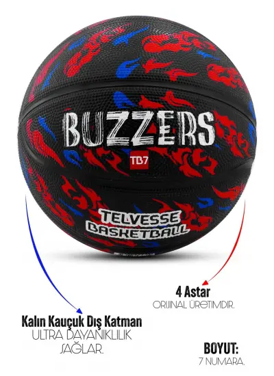 TB-500 Buzzers Basketbol Topu Pompalı Grafiti Kauçuk Dayanıklı Deep Channel Kabartma 7 NO