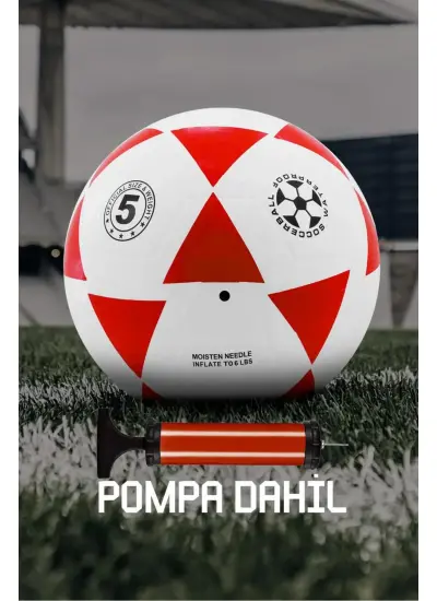 Meka Dayanıklı Kauçuk Futbol Topu Pompalı Set Tek Parça Üretim Soft Karışık Renk 380 Gram 5 Numara