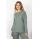 Kadın 4XL-5XL-6XL-7XL-8XL Büyük Beden Yeşil Uzun Kol Pijama Takım 75013