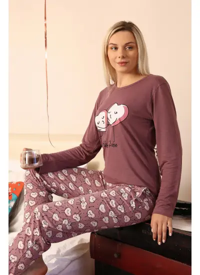 Kadın Penye Uzun Kol Pijama Takım 4187