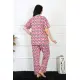 Kadın 5XL-6XL-7XL-8XL Büyük Beden Kısa Kol Pijama Takım 75009