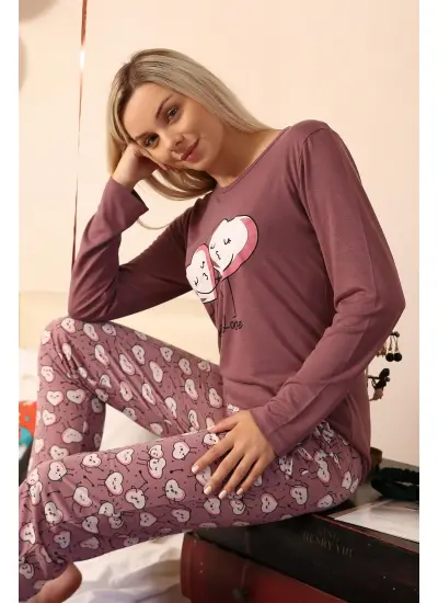 Kadın Penye Uzun Kol Pijama Takım 4187