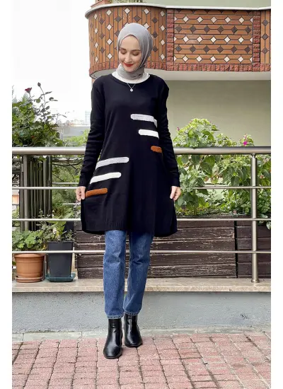 Moda Çizgi Triko Tunik