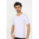 Erkek Likralı V Yaka Beyaz T-Shirt 65700