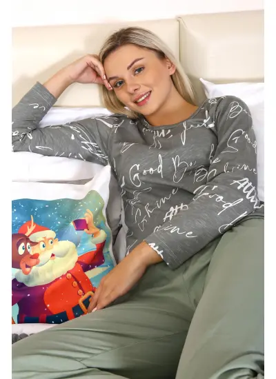 Moda Çizgi Kadın Uzun Kol Penye Pijama Takım 4206