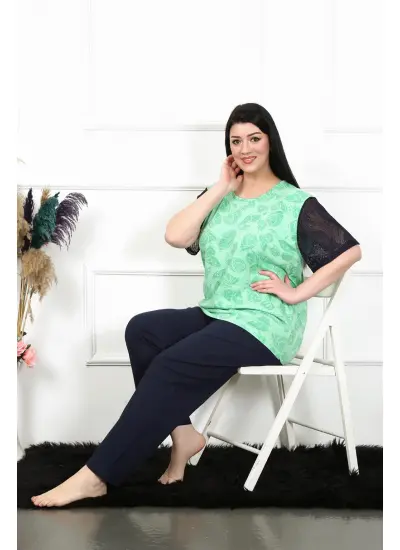 Kadın 5XL-6XL-7XL-8XL Büyük Beden Kısa Kol Pijama Takım 75004