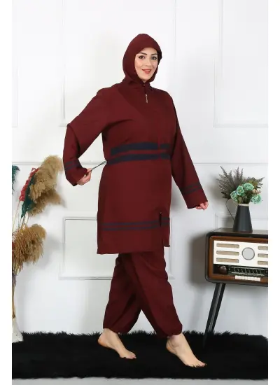 Büyük Beden Tesettür Mayo 7XL-8XL-9XL-10XL Bordo 55010