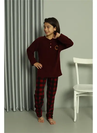 Erkek Çocuk WelSoft Polar Bordo Pijama Takımı 20549