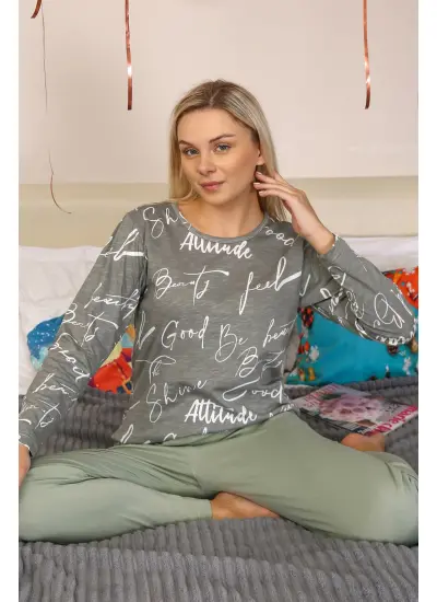 Moda Çizgi Kadın Uzun Kol Penye Pijama Takım 4206