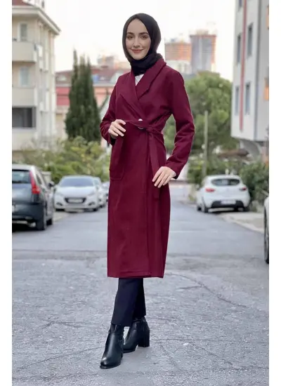 Kaşe Kaban Bordo