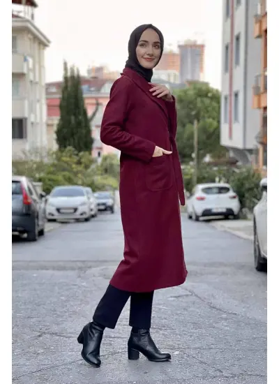 Kaşe Kaban Bordo