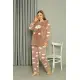 Welsoft Polar Kadın Büyük Beden Sütlü Kahve Pijama Takımı 808044