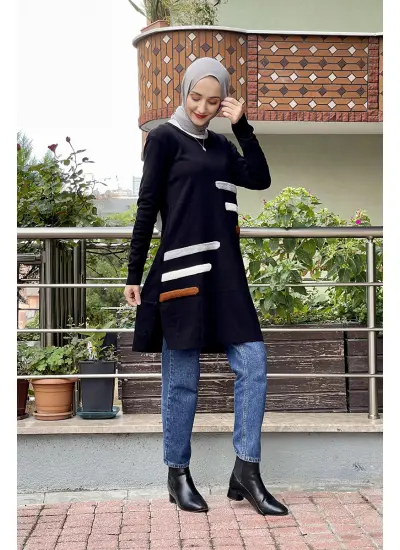 Moda Çizgi Triko Tunik