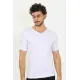 Erkek Likralı V Yaka Beyaz T-Shirt 65700