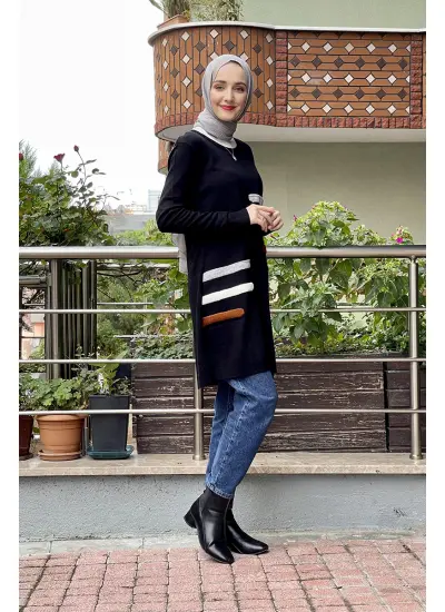 Moda Çizgi Triko Tunik