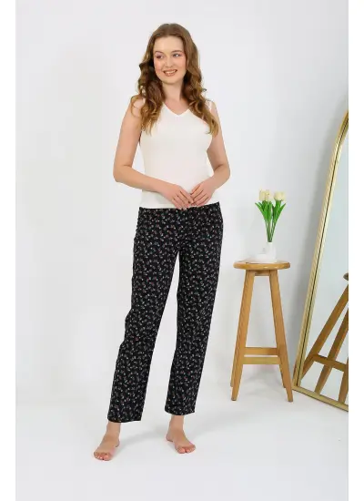 Kadın Penye Desenli Tek Alt Pijama 27528