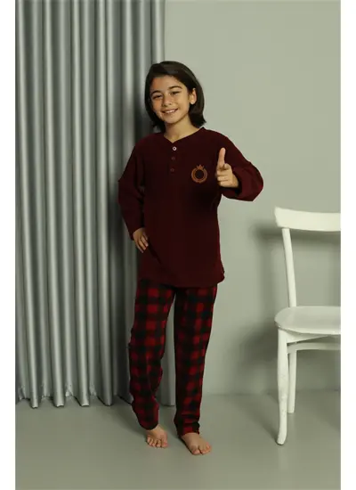 Erkek Çocuk WelSoft Polar Bordo Pijama Takımı 20549