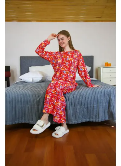 Kadın Penye Bol Paça Pijama Takım 4127