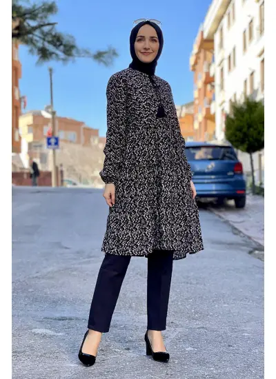 Moda Çizgi Desenli Tunik