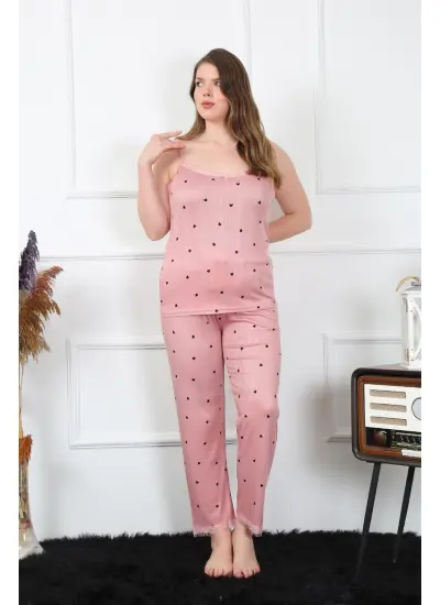 Kadın Büyük Beden Somon İp Askılı Pijama Takım 202196