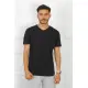 Moda Çizgi Erkek Siyah %100 Pamuklu T-Shirt 27486