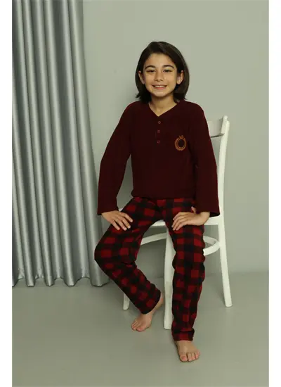 Erkek Çocuk WelSoft Polar Bordo Pijama Takımı 20549