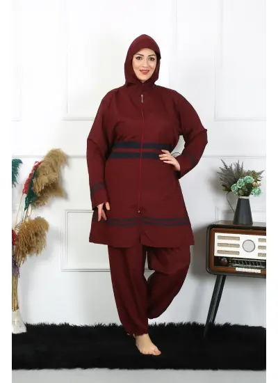 Büyük Beden Tesettür Mayo 7XL-8XL-9XL-10XL Bordo 55010