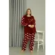 Welsoft Polar Kadın Büyük Beden Bordo Pijama Takımı 808042