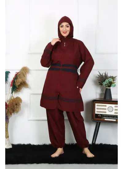 Büyük Beden Tesettür Mayo 7XL-8XL-9XL-10XL Bordo 55010