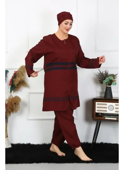 Büyük Beden Tesettür Mayo 7XL-8XL-9XL-10XL Bordo 55010