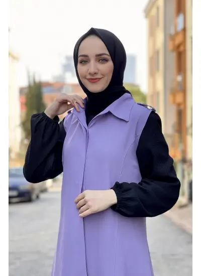 Moda Çizgi Yakalı Yelek