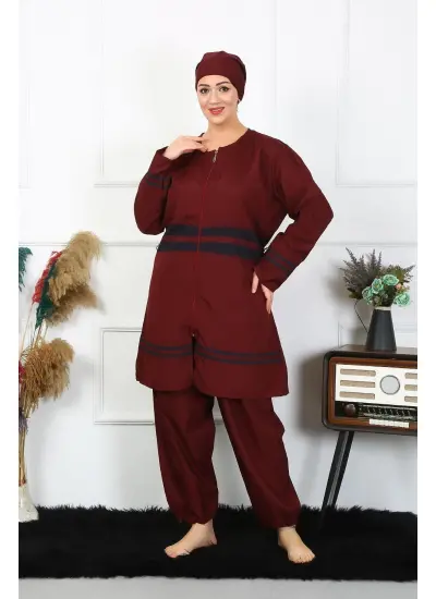 Büyük Beden Tesettür Mayo 7XL-8XL-9XL-10XL Bordo 55010