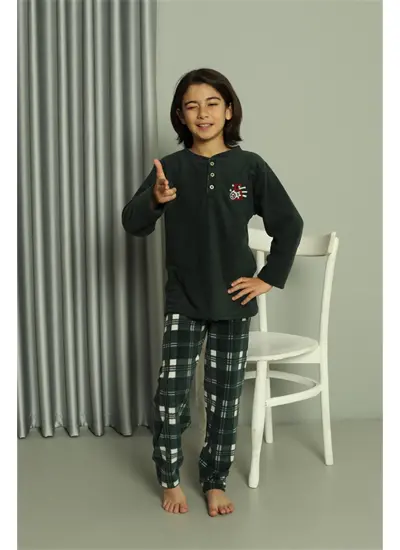 Erkek Çocuk WelSoft Polar Yeşil Pijama Takımı 20549