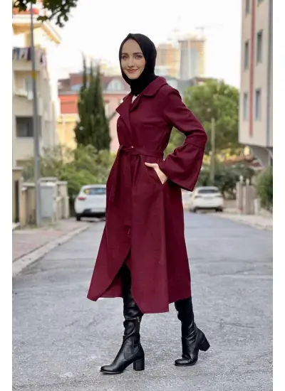 Kaşe Kaban Bordo