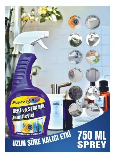 Derz - Seramik , Musluk, Fayans Ve Duşakabin Temizleyici Sprey 750 ml