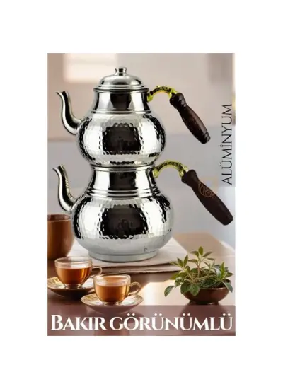 Çaydanlık Seti Bakır Görünümlü Alüminyum 550+850 ML