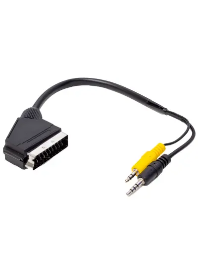 3.5 MM STEREO ERKEK/SCART KABLO 35 CM UZUN VE KISA JACK  BİR ARADA 64 AV UYDU ALICISI AV KABLO