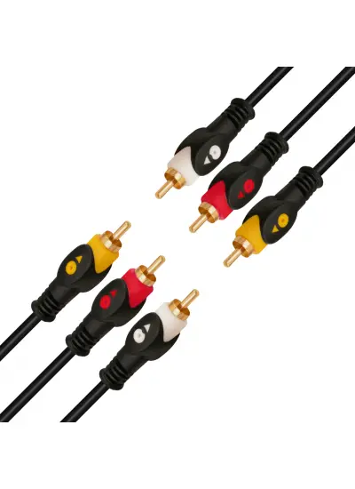 3 RCA  + 3 RCA  1.5 METRE POŞETLİ GOLD 1. KALİTE KABLO