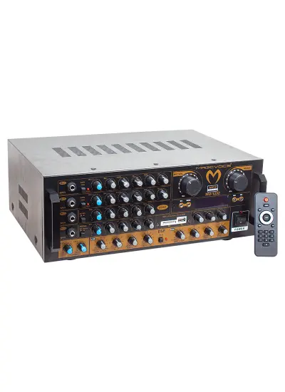 MV-1232 2*80W USB/SD BT UK-BALANS 4 MİK GİRİŞ-4 HOP ÇIKIŞLI STEREO TRAFOSUZ MIXER KÜP ANFİ