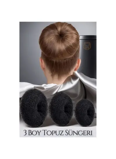 Siyah Saç Topuz Süngeri 3 Boy Forero Design