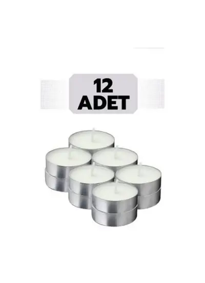 TeaLights Yuvarlak Mum 12 ADET BEYAZ