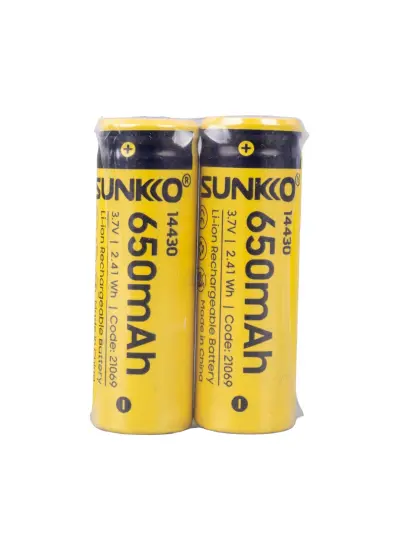 SUNKKO 3.7 VOLT 650 MAH 14430 ŞARJ EDİLEBİLİR PİL (2Lİ PAKET)